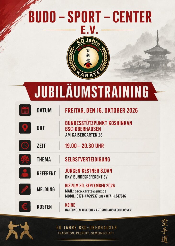 BSC Jubiläumstraining 16.10.2026-08-07